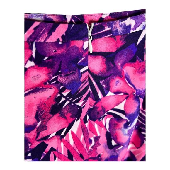 Hal Rubenstein 16W satin slip Pink Purple Floral Tropical Hawaiian Lined Skirt - Picture 3 of 10